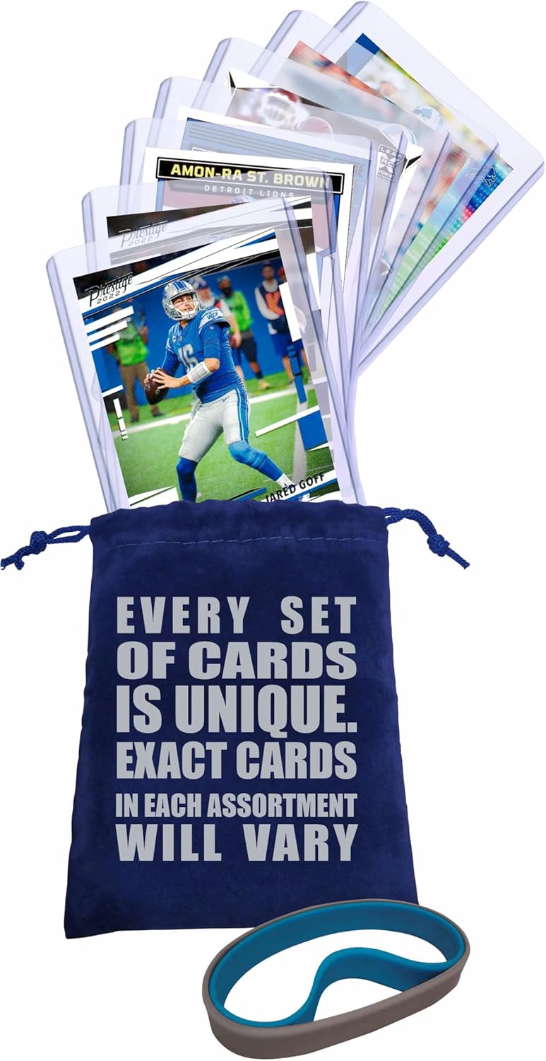 Chaser Detroit Lions Cards: Jared Goff, David Montgomery, Amon-Ra St. Brown, Sam LaPorta, Jahmyr Gibbs, Barry Sanders, Aidan Hutchinson, Calvin Johnson ASSORTED Football Stars & GOATs Trading Card & Wristbands Gift Pack - Image 5